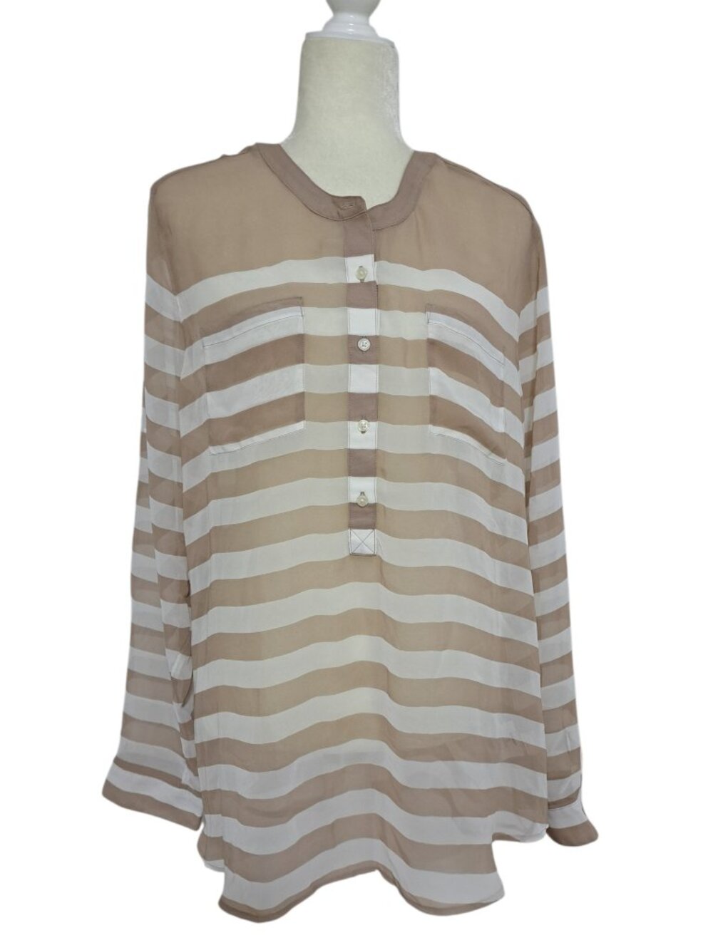 Old Navy Women's Sheer Striped Blouse Top Long Sleeves Size XL